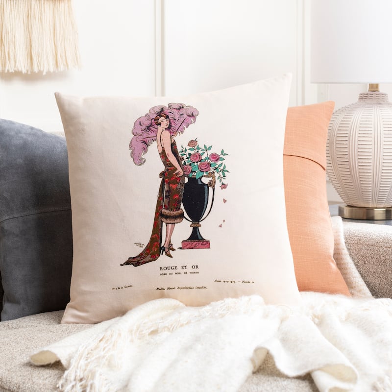 Artistic Weavers Adelia Vintage Fashion Printed 18-inch Throw Pillow - Down