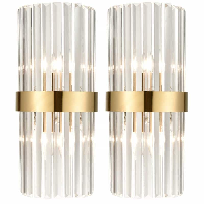 Palermo Clear Glass Rods Wall Sconces Lighting 2-Pack
