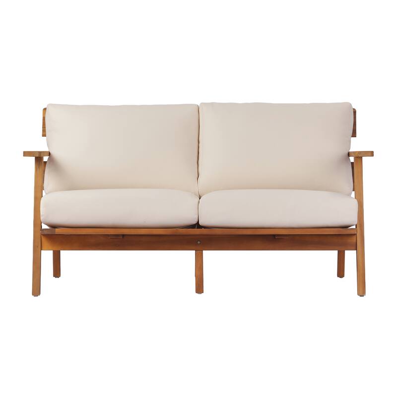 Christopher Knight Home - Mid-Century Modern 4- Piece Acacia Wood Patio Conversation Set