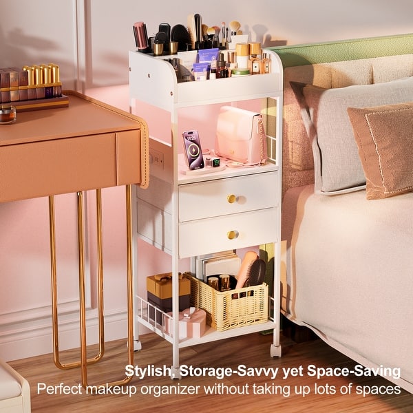 Make Up Skincare Organizers and Storage with Charging station and LED, White - On Sale - Bed Bath & Beyond