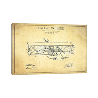 iCanvas "Airplane Vintage Patent Blueprint" by Aged Pixel Canvas Print