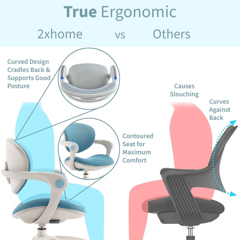 Ergonomic Kids Desk Chair with Rotating Footrest | Growing Office Chair with Adjustable Seat and Lumbar Support