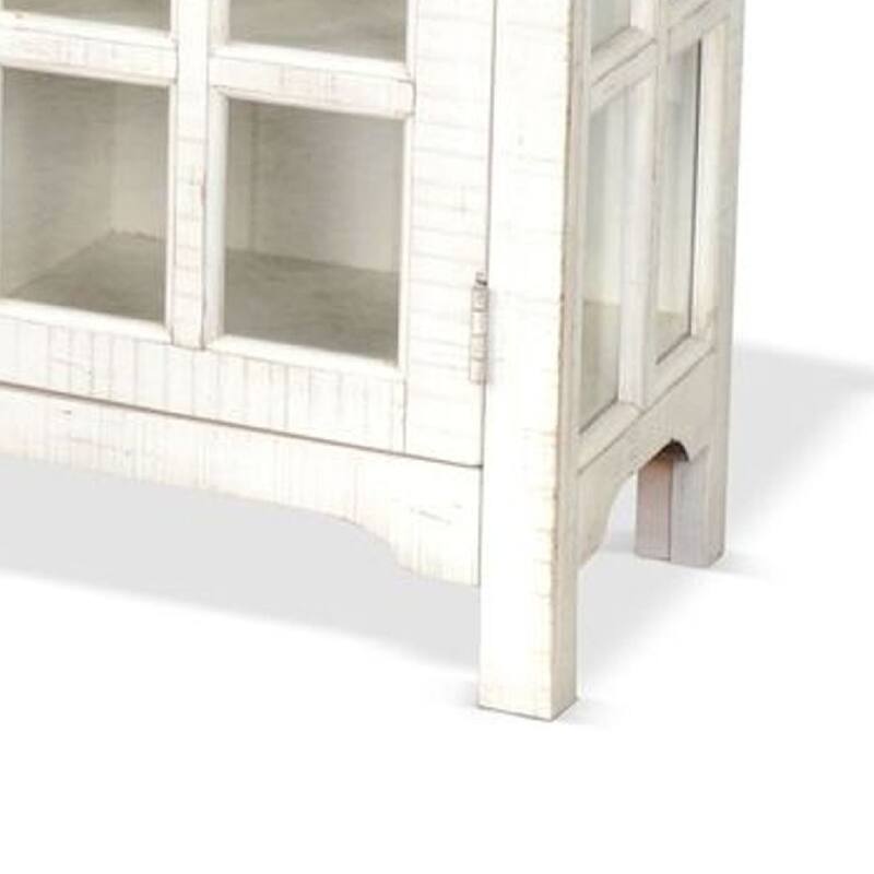 Kobe TV Stand Media Cabinet, Glass Doors, Farmhouse White 62 Inch