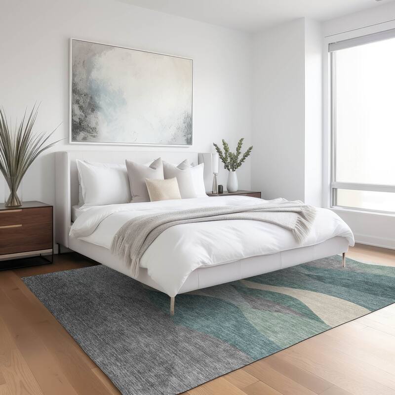 Machine Washable Indoor/ Outdoor Modern Horizon Chantille Rug