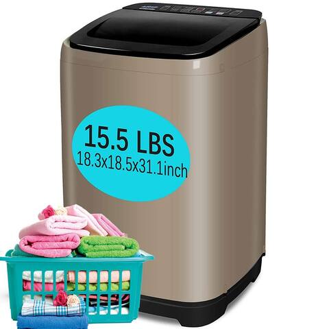 Full-Automatic Washing Machine 15.5 lbs, Portable Compact Laundry Washer with Drain Pump