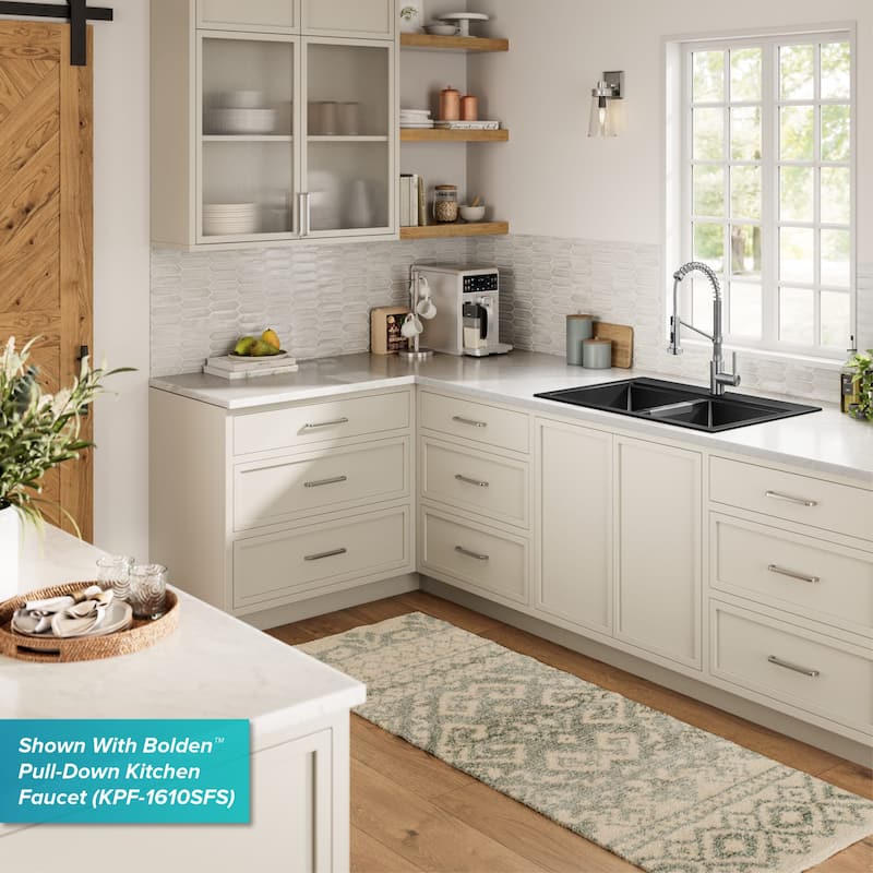 KRAUS Granite 33 inch 2-Bowl Undermount Drop-in Kitchen Sink