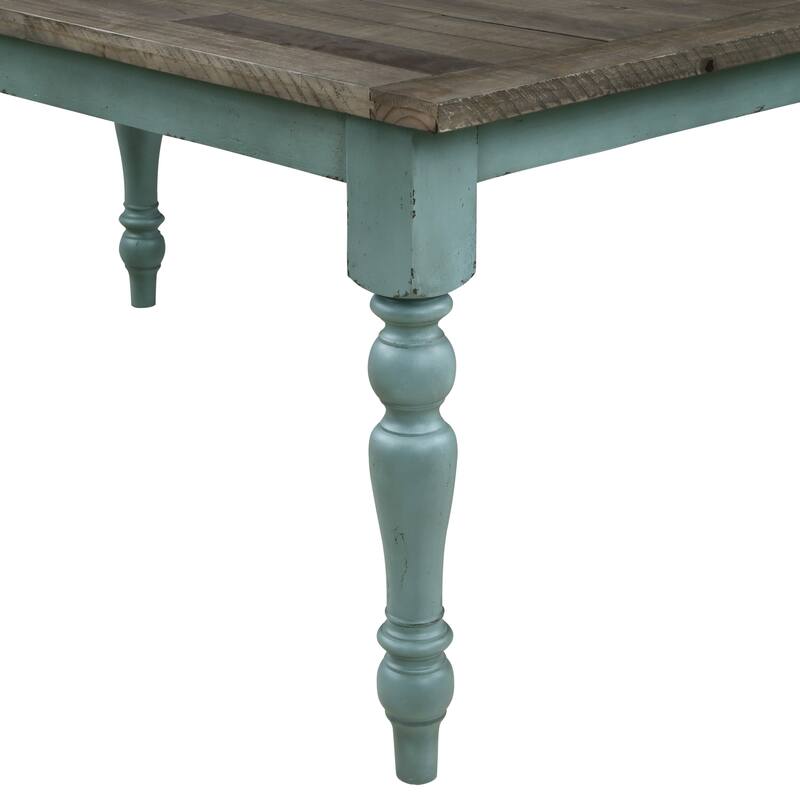 Roundhill Furniture Prato Blue and Brown Two-Tone Finish Wood Dining Table