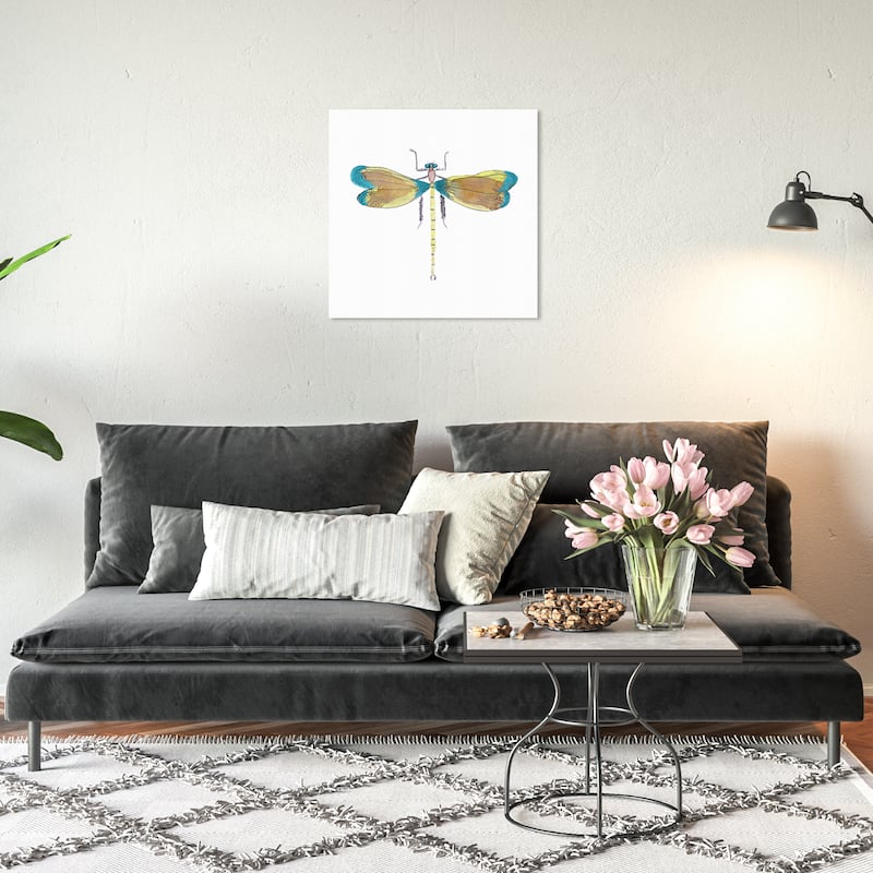 Wynwood Studio Canvas Animals Spring Dragonfly Blue and Turquoise Rustic Wall Art Canvas Print - 20 x 20