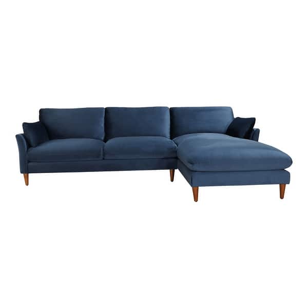 Shop Aurelle Home Modern Velvet Sofa Chaise Sectional 34 X 110 X