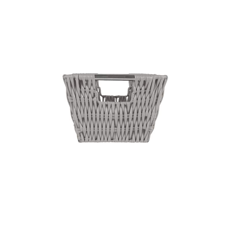 Simplify Small Shelf Storage Rattan Tote Basket in Charcoal