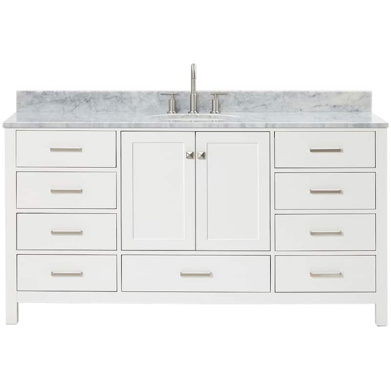 Ariel A067SCW2OVO Cambridge 67" Free Standing Single Oval Basin Vanity - White - Colored