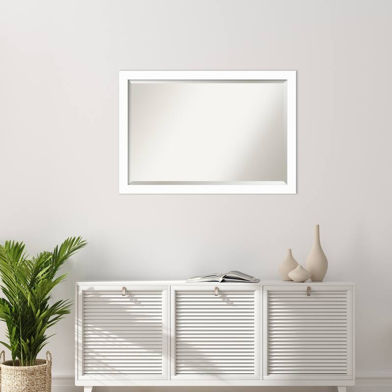 Basic Narrow Beveled Wood Framed Wall Mirror