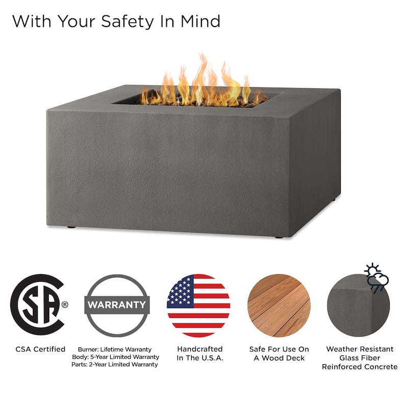 Provo Casual Square Propane Fire Table in Flint by Jensen Co