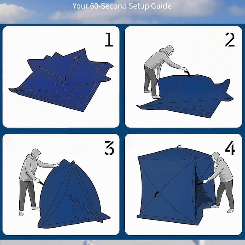 Pop Up Thermal Insulated Hub Tent, Ice Fishing Shelter for 6-8 Persons