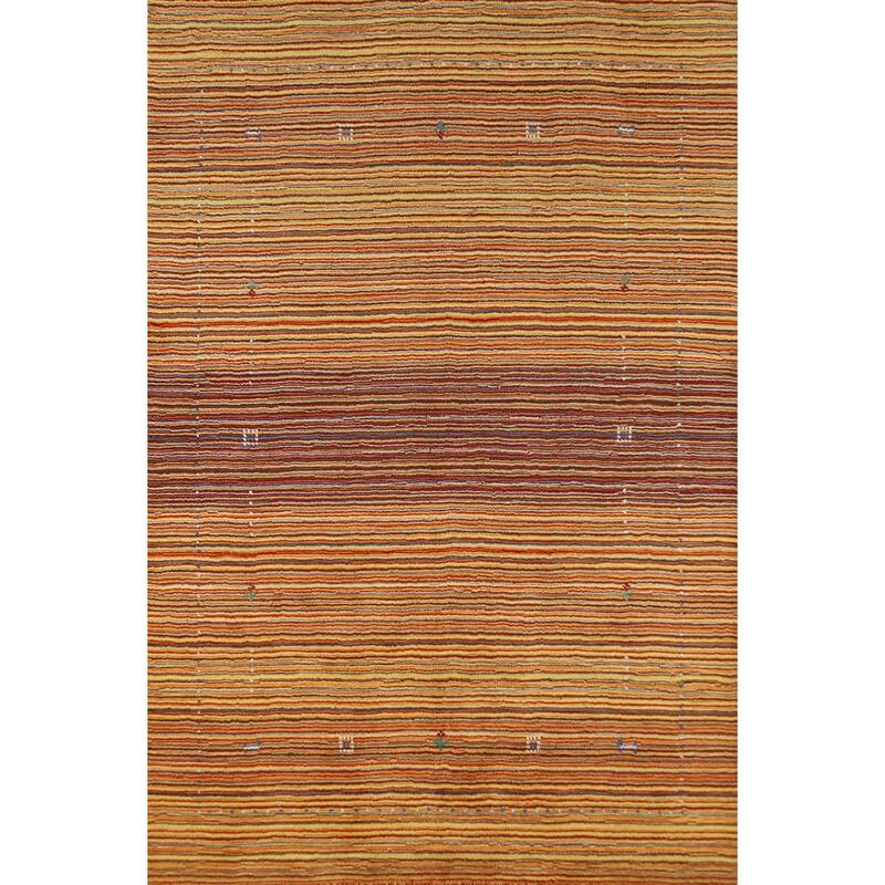 Hand Knotted Oriental 100% Wool Carpet Tribal Stripe Multi-Colored Gabbeh Area Rug - 7' 9'' X 5' 4''