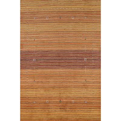 Hand Knotted Oriental 100% Wool Carpet Tribal Stripe Multi-Colored Gabbeh Area Rug - 7' 9'' X 5' 4''