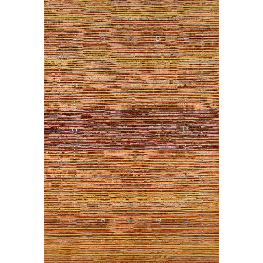 Hand Knotted Oriental 100% Wool Carpet Tribal Stripe Multi-Colored Gabbeh Area Rug - 7' 9'' X 5' 4''
