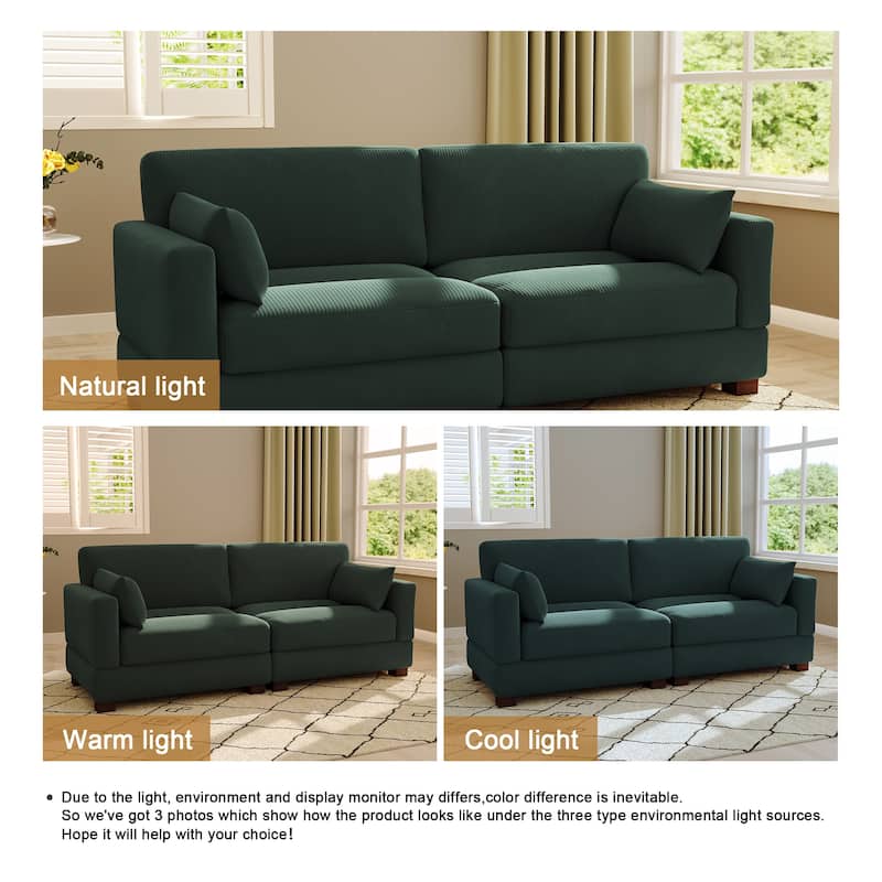 Modern Corduroy Modular Couch Sectional Sofa With Pillows