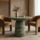 preview thumbnail 17 of 29, Studio London Faux Travertine Bistro Table Maddox Concrete Patio Table - 35.4"W x 35.4"D x 29.5"H Green