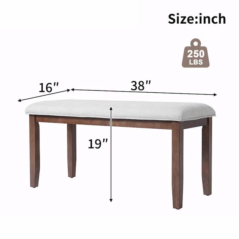 Modern Storage Bench with Solid Wood Leg, Linen Upholstered