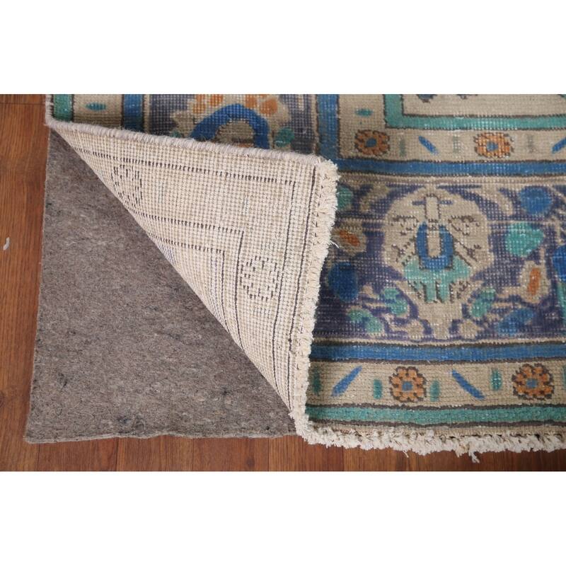 Antique Distressed Over-Dyed Tabriz Persian Rug Handmade Wool Carpet - 6'5" x 9'10"