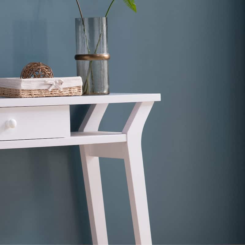Modern Console with One Drawer - White