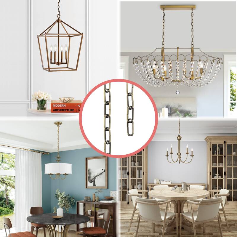 Aspen Creative 21114-51,Steel 3Ft. Chain,For Max.60lbs-Lighting Fixture/Swag Light/Plant in Antique Brass,8 Gauge.