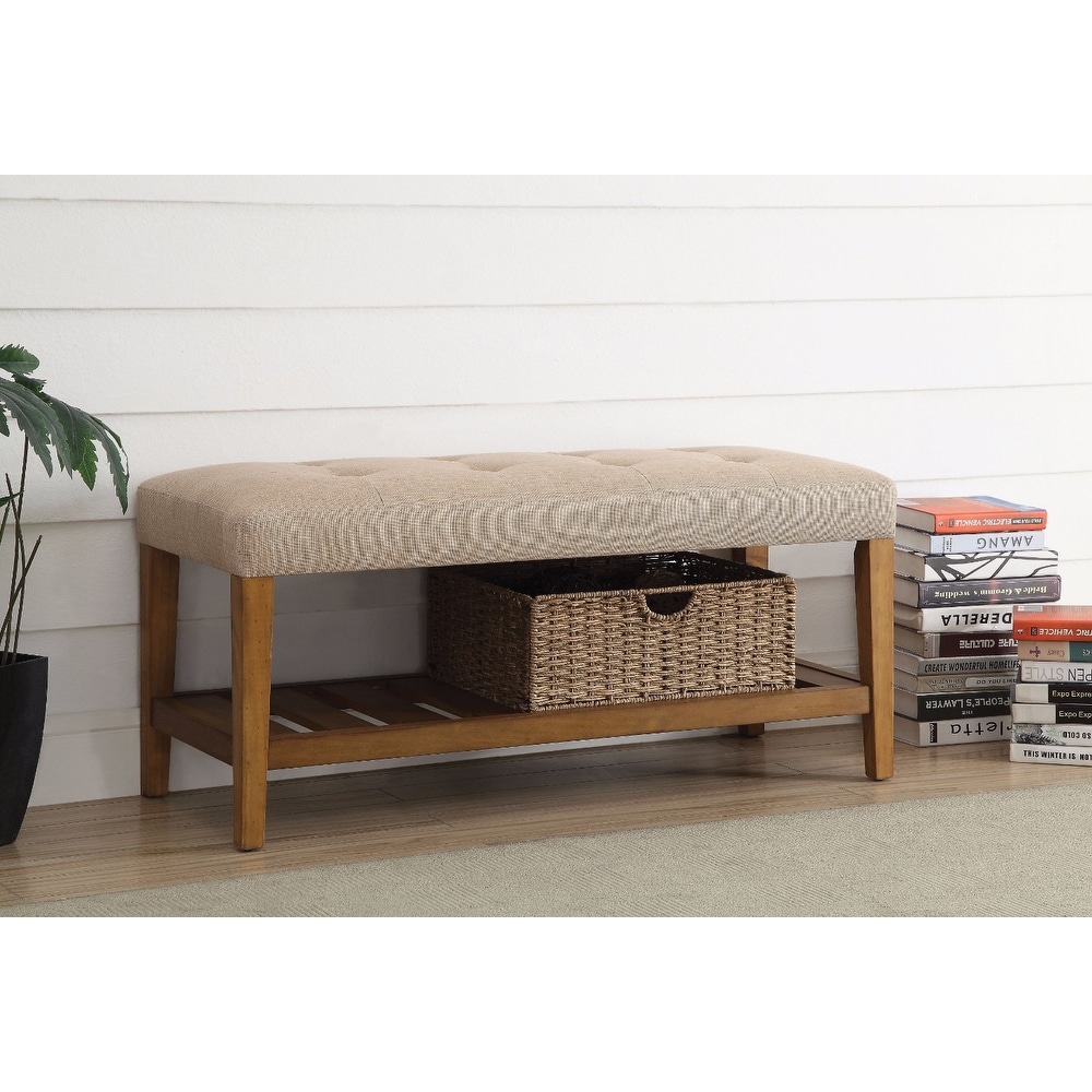 Wooden Bench, Beige & Oak