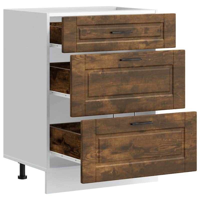 vidaXL Kitchen Base Cabinet Smoked Oak Engineered Wood Medium - 18.1 x 23.6 x 32.1