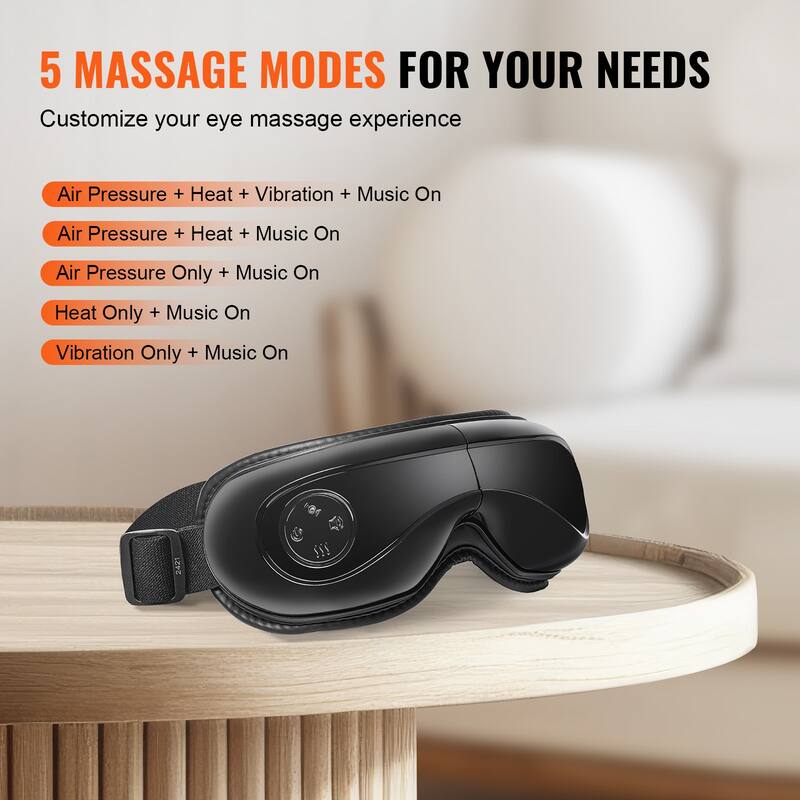 Eye Massager with Heat, Heated Eye Massage Mask with 5 Modes and Bluetooth Music, 180° Foldable Eye Care Massager