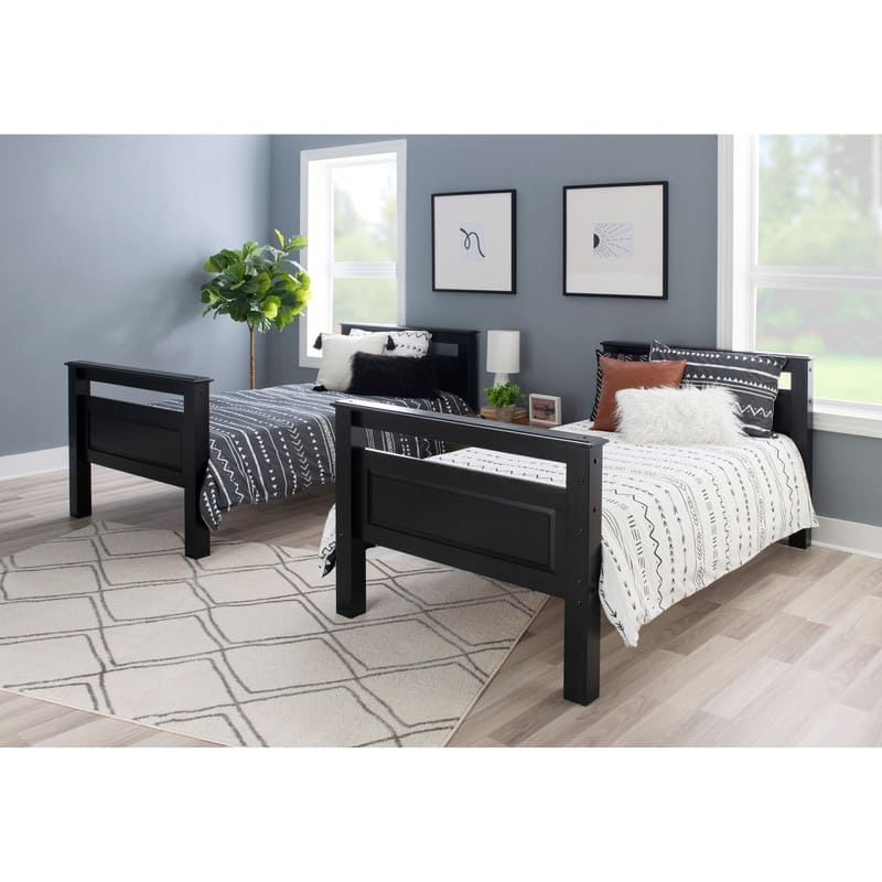 Linon Beckett Wood Twin Over Twin Bunk Bed