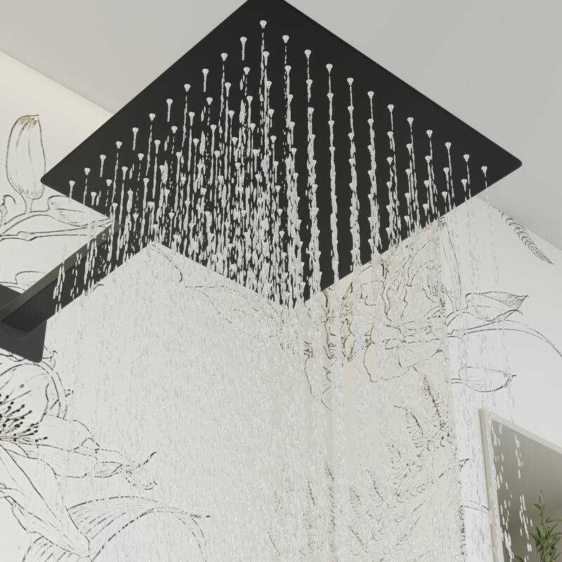 Matte Black Concealed Shower System with 9.7” Rainfall Shower Head, Handheld Shower & Tub Spout