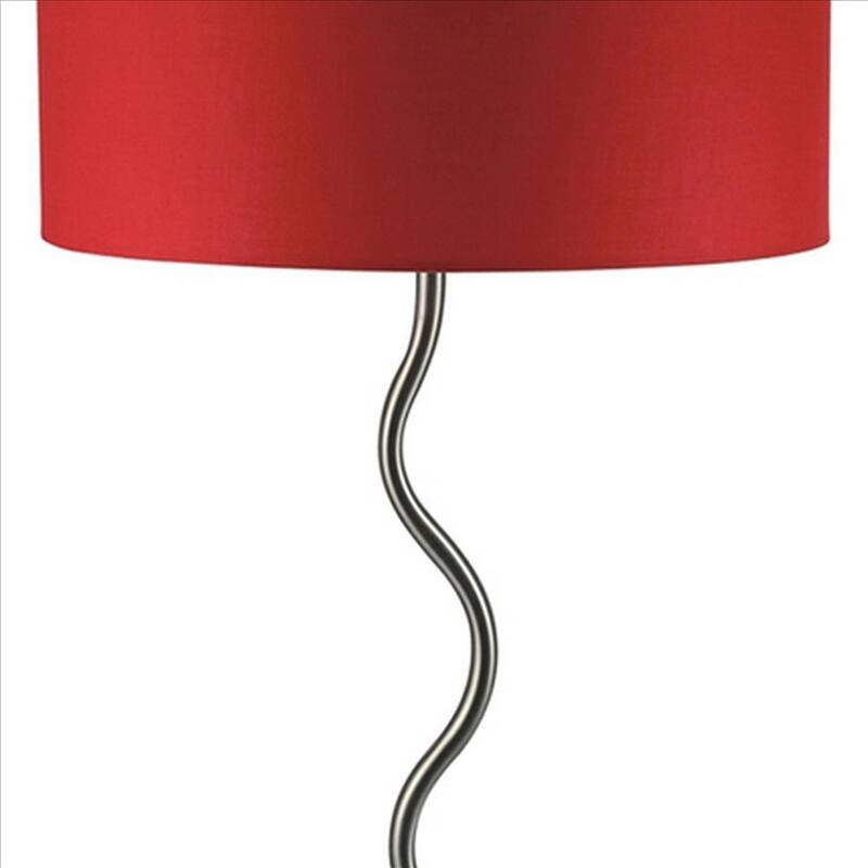 Table Lamp with Curved Tubular Body and Round Base, Black - 28.5 H x 15 W x 15 L Inches