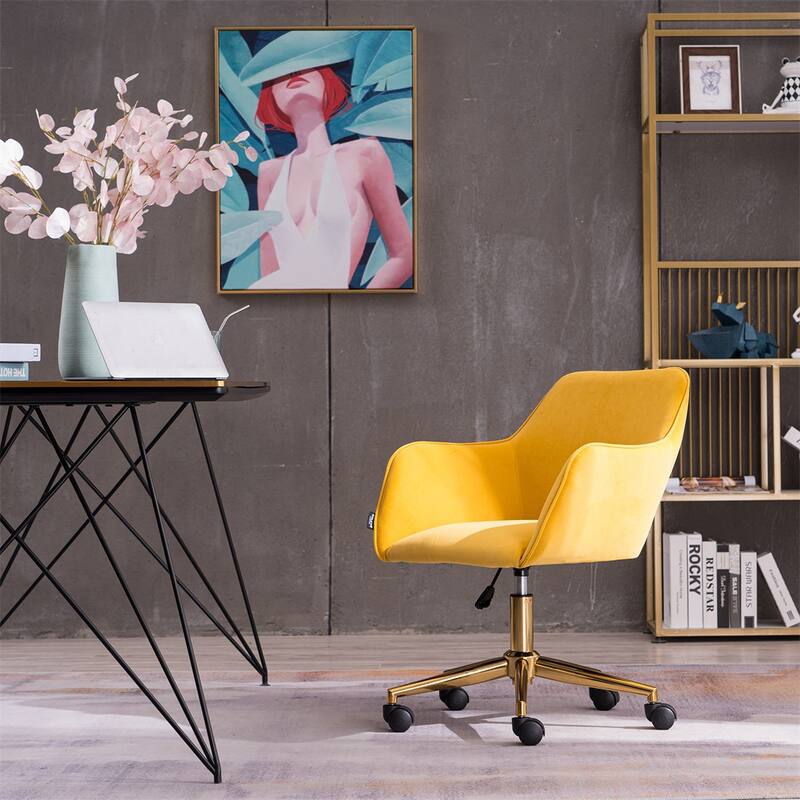 Velvet Adjustable Height Home Office Swivel Chair with Universal Wheel