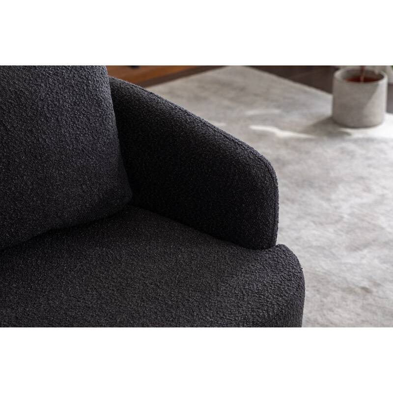 Black 30.3" Swivel Accent Chair with Wood Base