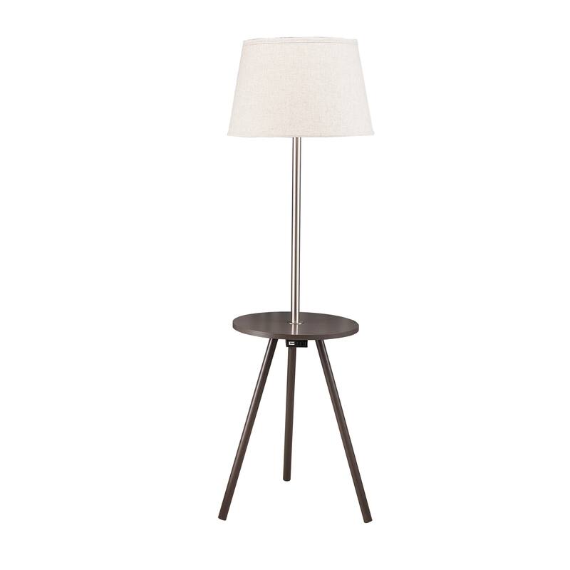 57" Round Sofa Side Table w/ Lamp and Power Station (1.56/9.9)