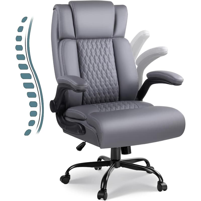 BOSSIN Executive Office Chair,Big and Tall Office Chair with Ergonomic,High Back,and Lumbar Support - Grey
