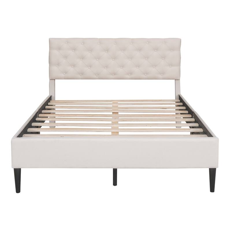 Merax Upholstered Linen Platform Bed, 3 colors