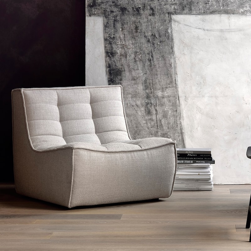 Dark Beige Fabric Italian Modern Minimalist Armless Couch One Seater Sofa
