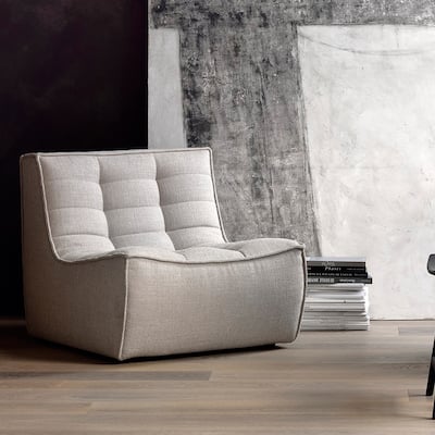 Dark Beige Fabric Italian Modern Minimalist Armless Couch One Seater Sofa