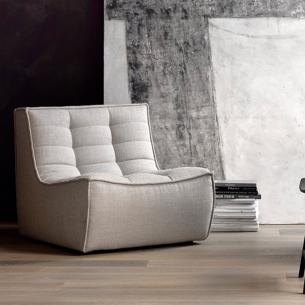 Dark Beige Fabric Italian Modern Minimalist Armless Couch One Seater Sofa