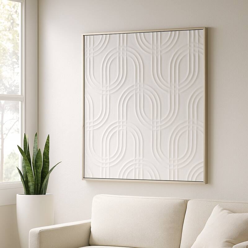 Decorative Geometric Canvas Wall Decor - 40", Black & Cream