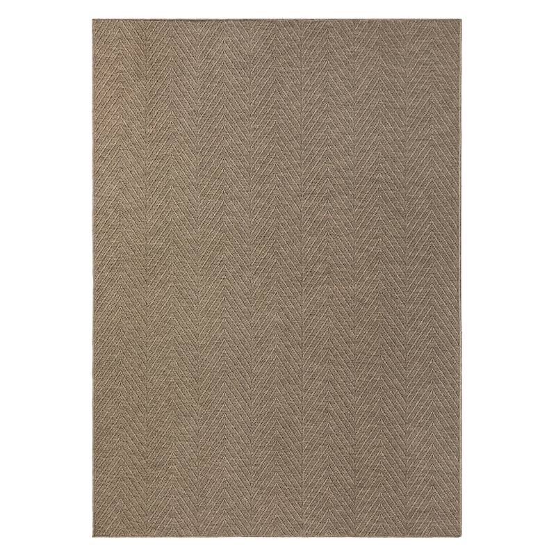 TOWN & COUNTRY BASICS Pax Herringbone Textured Solid Machine Washable Area Rug Brown