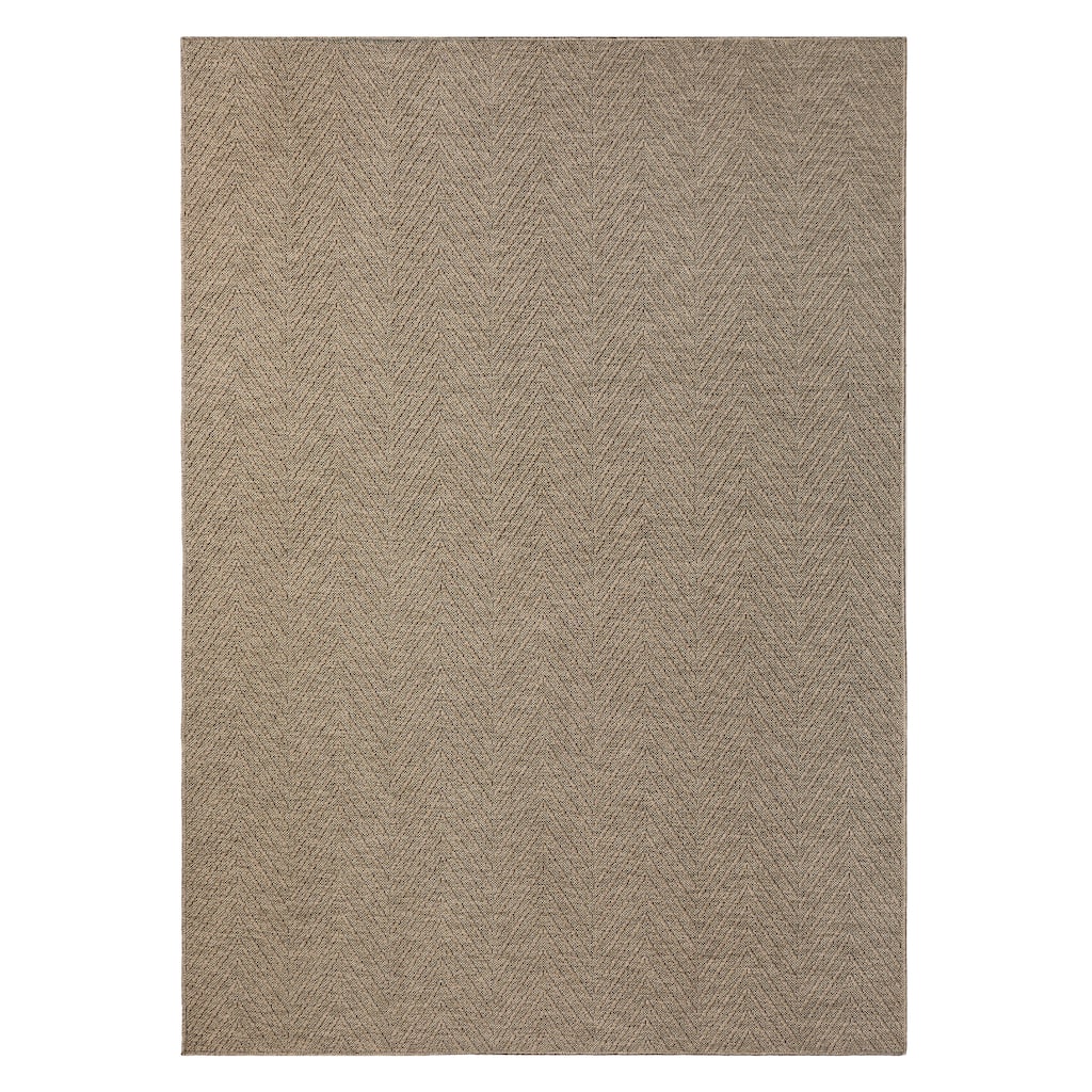 TOWN & COUNTRY BASICS Pax Herringbone Textured Solid Machine Washable Area Rug Brown