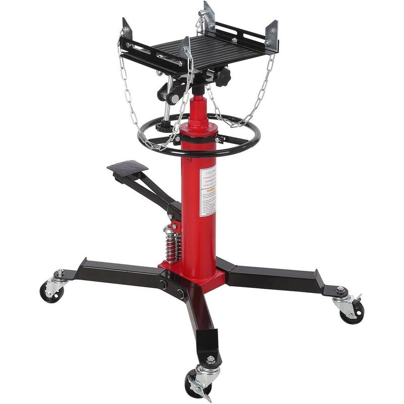 1322lbs Capacity Single-Column Plunger Hydraulic Transmission Jack - Red