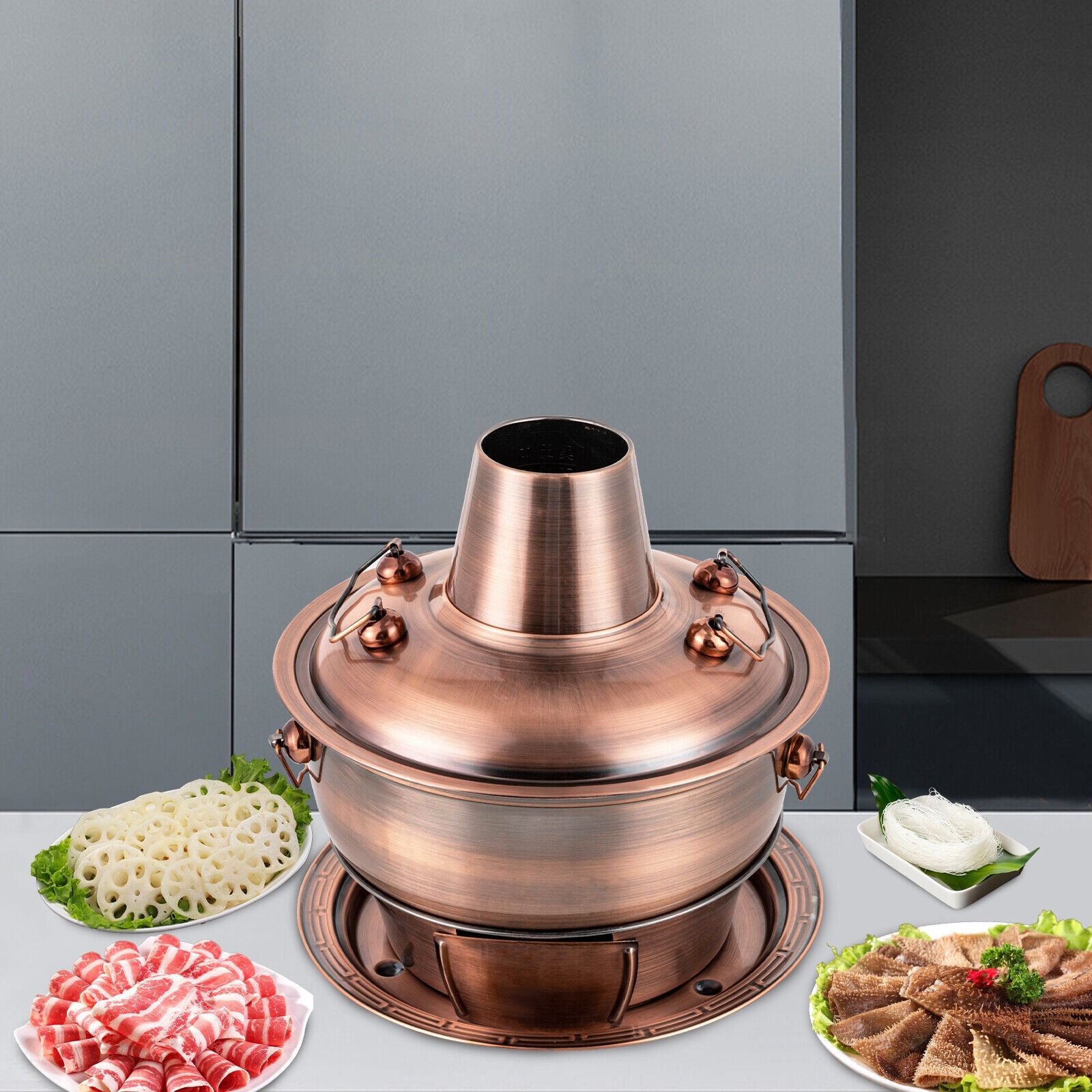 Traditional Beijing Hotpot Stainless Steel & Copper Charcoal Pot
