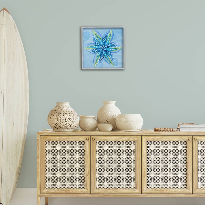 Stupell Star Shaped Abstract Flower Framed Giclee Art Design By Liz Jardine
