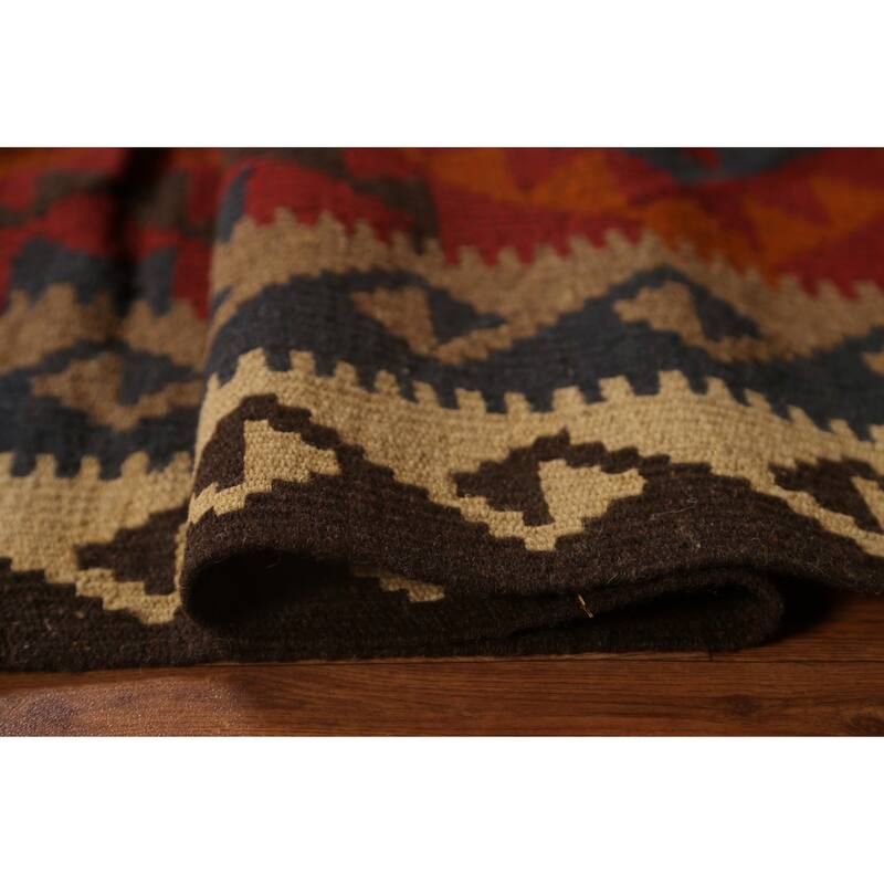 Tribal Geometric Kilim Oriental Wool Area Rug Flat-woven Carpet - 5'2" x 6'9"