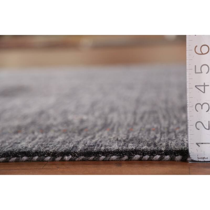 Gabbeh Indian Area Rug Hand-Knotted Grey Wool Carpet - 5'0" x 7'10"