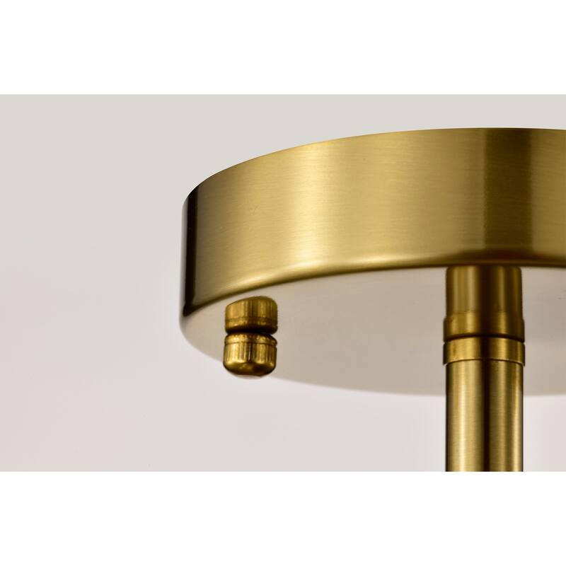Mirka Brass Semi-Flush Mount Ceiling Lamp with Amber Impressed Glass Shade